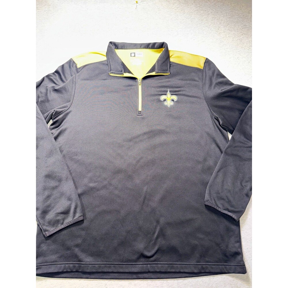 NFL Team Apparel NFL New Orleans Saints 1/4 Zip Sweatshirt Black/Gold Men's XL
